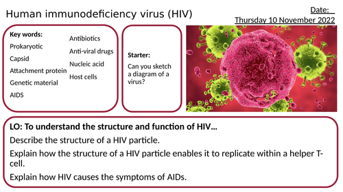 AS/A2-Level AQA Biology Human immunodeficiency virus (HIV) AIDS Immune System Immunity Full Lesson
