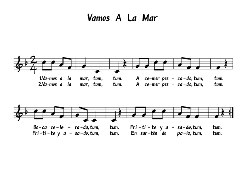 Vamos A La Mar - Boomwhacker Play Along Video and Sheet Music ...