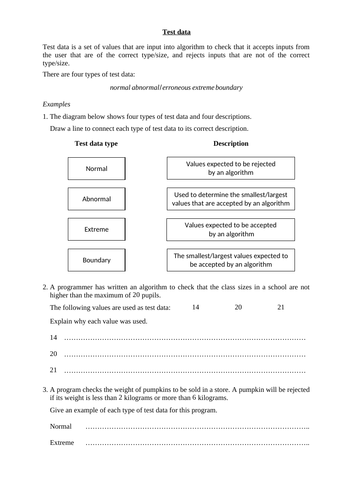 test-data-igcse-computer-science-teaching-resources