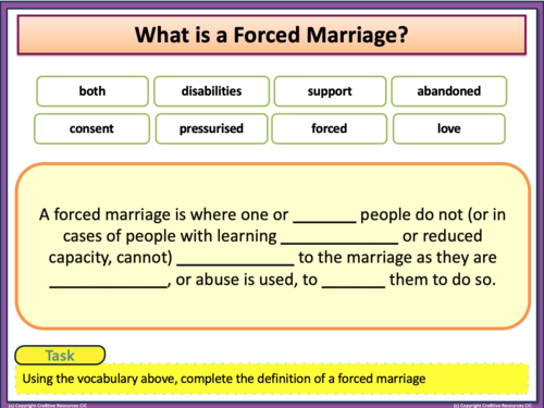 Forced Marriage The Law Teaching Resources