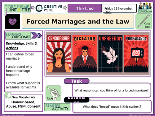 Forced Marriage The Law Teaching Resources
