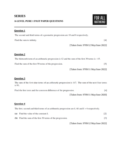 a-level-9709-maths-past-paper-topic-questions-series-teaching-resources