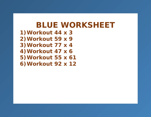 BLUE WORKSHEET 22