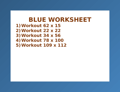 BLUE WORKSHEET 29