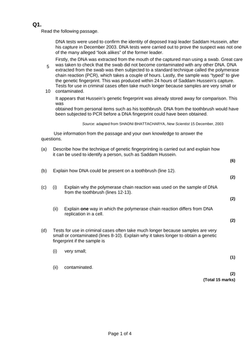 AQA A level Biology – 3.8 The control of gene expression – 10 1 Genetic ...