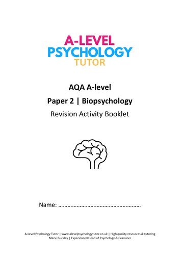 Biopsychology | Revision activity booklet | AQA Psychology | Teaching ...