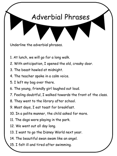 Adverbial Phrases - Identifying | Teaching Resources