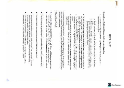 A-Level Economics - Fiscal Policy Booklet | Teaching Resources