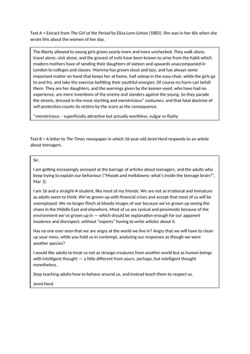 AQA English Language Paper 2 Mini mocks and extracts | Teaching Resources