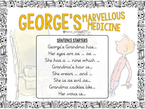 George's Marvellous Medicine PRINTABLE Sentence Starter Mat KS2 (katie ...