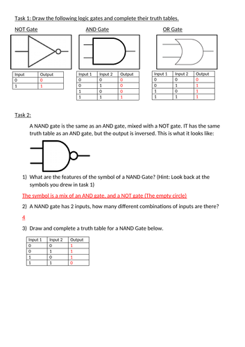 Logic Gates Worksheet | Teaching Resources