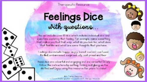 13 Feelings and Emotions Dice Game - Emotional Literacy, Game, CBT ...