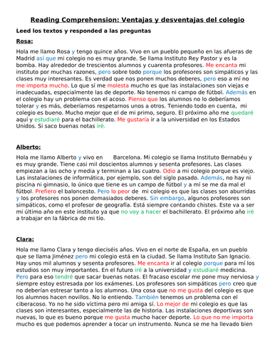 GCSE Sp: Ventajas y Desventajas del Colegio Reading Comp