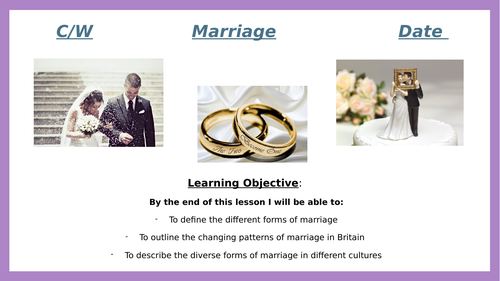 Sociology- GCSE Family-Changing patterns of marriage | Teaching Resources