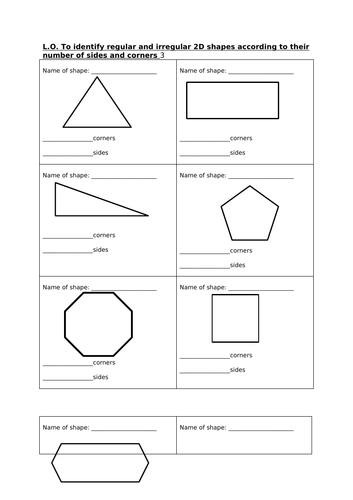 Identifying Regular and Irregular 2D Shapes- Worksheets- Lower Key ...