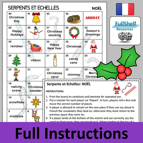 Serpents et échelles de Noël (teacher made) - Twinkl