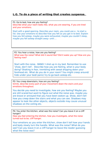 Suspense Writing Creating Atmosphere Differentiated Plan Sheets ...