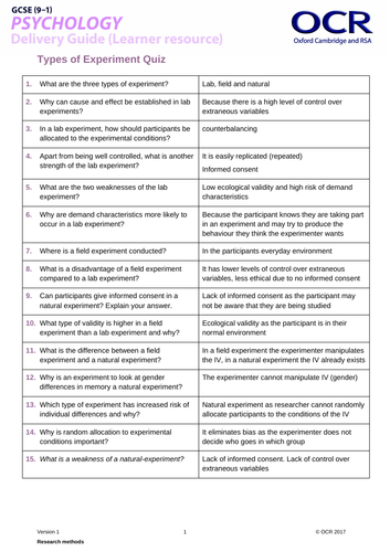 psychology research methods exam questions gcse