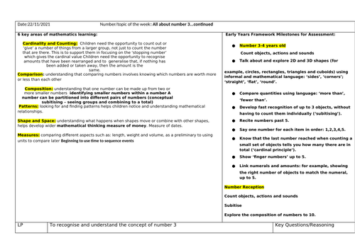 Number 3 planning  EYFS