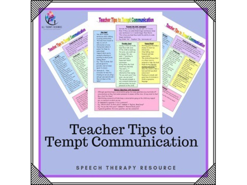 Teacher Tips to Tempt Commmunication - 1 Page Handout | Teaching Resources