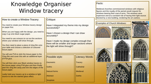 Knowledge Organiser Window Tracery project | Teaching Resources