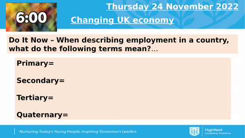 AQA CEW Changing UK Economy (Lesson 15)