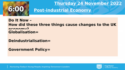 AQA CEW Post-Industrial Economy (Lesson 16)