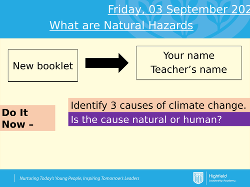 AQA 1A Natural Hazards (Lesson 1)