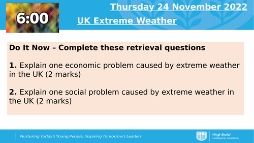 AQA 1A UK Storm Case Study - Desmond (Lesson 6)