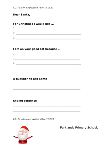 Writing a Letter to Santa KS1 | Teaching Resources
