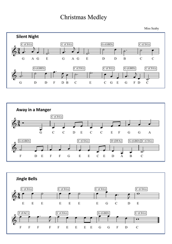 Christmas Medley For Piano Music Teaching Resources