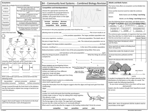 OCR Gateway GCSE Comb Science Biology B4 Revision Mat