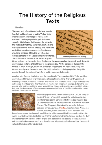 History of the Hindu Texts | Teaching Resources