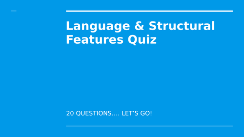 Language and Structural Features Quiz | Teaching Resources