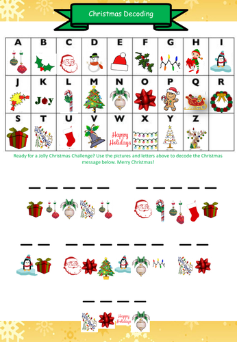 KS1 christmas Decoding Worksheet | Teaching Resources