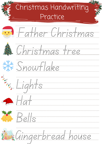 3 PRINTABLE Christmas Handwriting worksheets | Teaching Resources