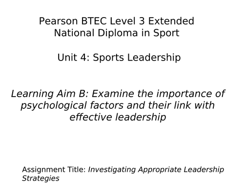 btec sport leadership assignment examples