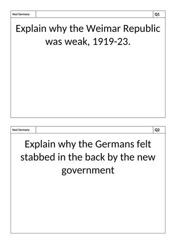 Nazi Germany EDEXCEL 12 Mark Revision Flashcards