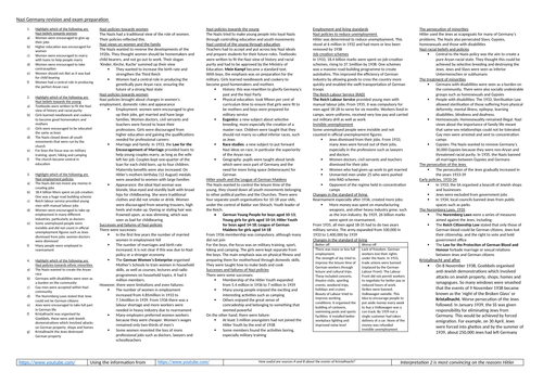 Nazi Germany EDEXCEL Key Topic Four Revision and activity Sheets