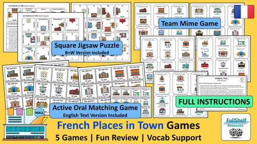 French Places in Town City En Ville Games | Teaching Resources
