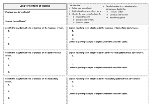 OCR GCSE PE Paper 1 Revision: Long term effects of exercise | Teaching ...