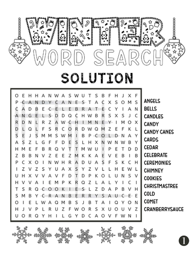 Free Winter Themed Word Search