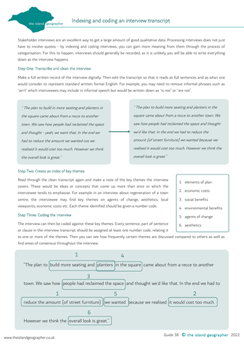 Indexing and coding an interview transcript | Teaching Resources