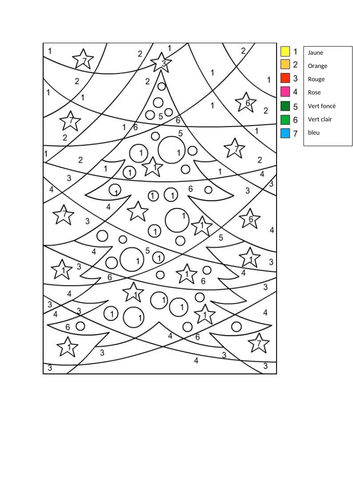 colour by number the french christmas tree Teaching Resources