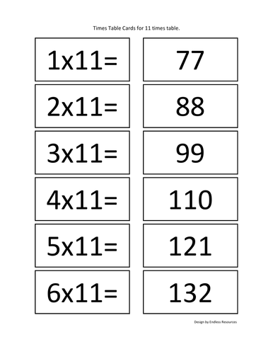 3, 4 and 11 Times Table Resources Pack - Dominoes, Cards, Tests and ...