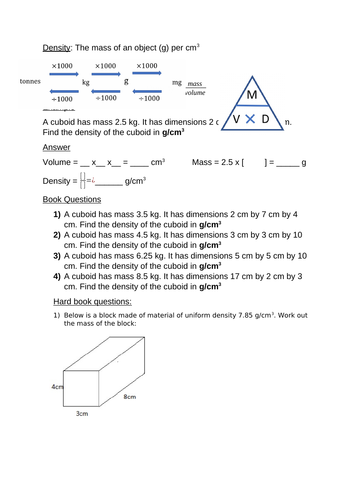 Mass, Volume and Density | Teaching Resources