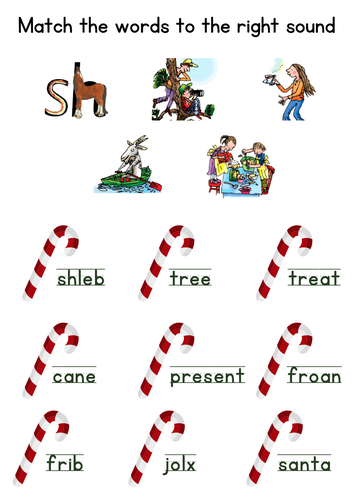 RWI Christmas Phonics Worksheet - Match the Words and Sounds Worksheet ...