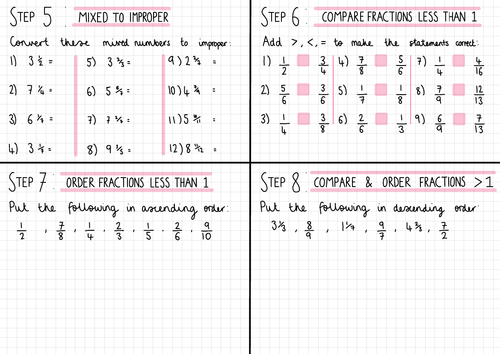 White Rose Maths Year 5 Fractions A Homework Steps 5-8