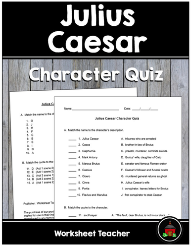 Julius Caesar Character Quiz with Answer Key | Teaching Resources