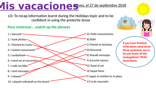 Mis Vacaciones Teaching Resources